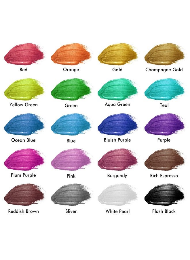 Shuttle Art Metallic Acrylic Paint Set 20 Colors Metallic Paint In Bottles (60Ml 2Oz) With 3 Brushes And 1 Palette Rich Pigments Nontoxic For Artists Beginners On Rocks Crafts Canvaswood Fabric - Image 2