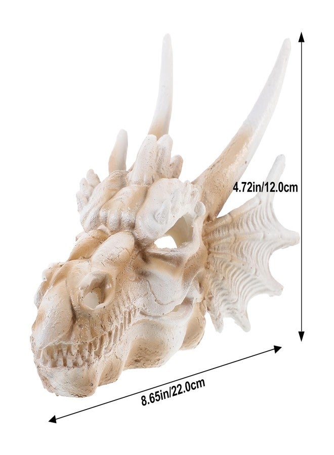 Yardwe Resin Dragon Skull Aquarium Decor, Reptile Tank Accessories, Dinosaur Skull Ornament for Desktop, Courtyard, and Home Decoration - Image 3