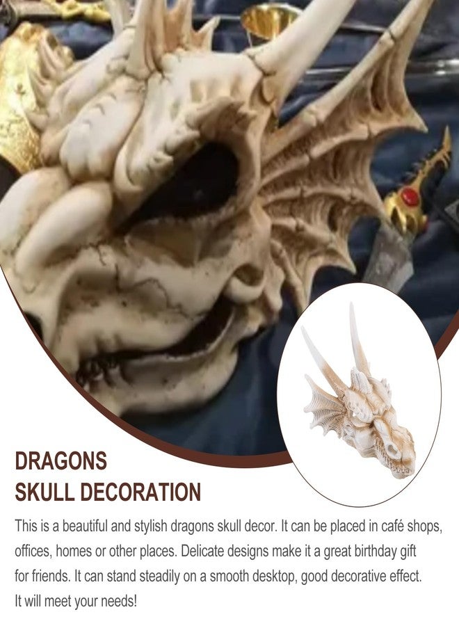 Yardwe Resin Dragon Skull Aquarium Decor, Reptile Tank Accessories, Dinosaur Skull Ornament for Desktop, Courtyard, and Home Decoration - Image 5