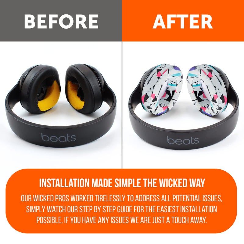 WC Wicked Cushions Replacement Ear Pads for Beats Studio 2 & 3 (B0501, B0500) Wired & Wireless | Does NOT Fit Beats Solo | Softer PU Leather, Enhanced Foam & Stronger Adhesive | 90's White - Image 4