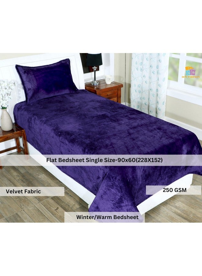 RD TREND 250 Gsm Flannel Warm Bedsheets For Winter Single Flat Size (60X90 Inches) With 1 Pillow Cover 210 TC Size (18X28 Inches) Color-Purple - Image 2