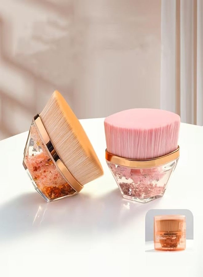 Rexez Premium Quicksand Kabuki Foundation Brush - Flat Top Hexagon Makeup Brush with Case for Liquid, Cream & Powder Foundation, Flawless Blending & Coverage - Image 3