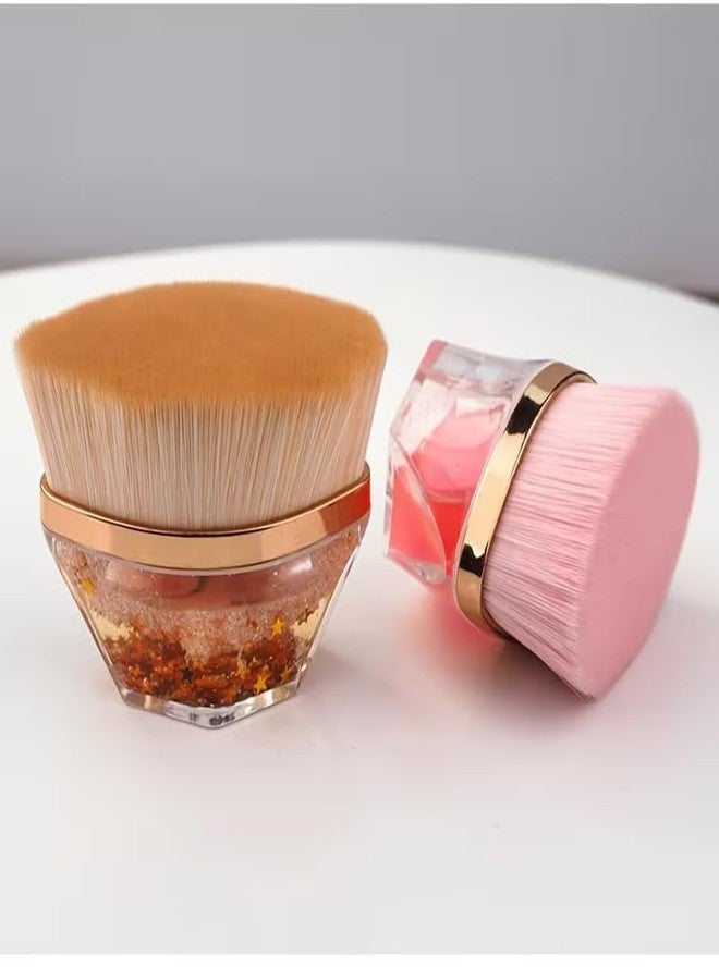 Rexez Premium Quicksand Kabuki Foundation Brush - Flat Top Hexagon Makeup Brush with Case for Liquid, Cream & Powder Foundation, Flawless Blending & Coverage - Image 4