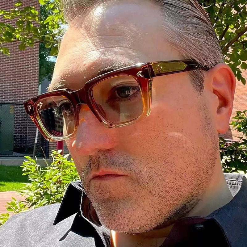 Cool Square Glasses New European and American Thick Frame Sunglasses Trendyy Square Frame Glasses Personalized Cross-Border Large Frame Sunglasses Can Be Worn with Glasses - Image 2