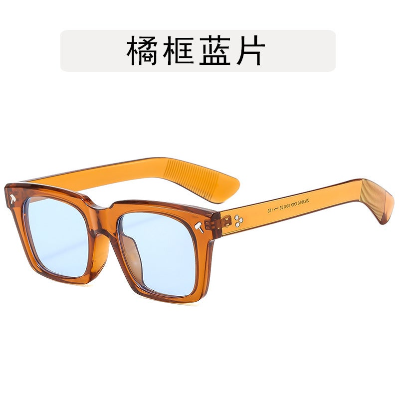 Cool Square Glasses New European and American Thick Frame Sunglasses Trendyy Square Frame Glasses Personalized Cross-Border Large Frame Sunglasses Can Be Worn with Glasses - Image 1