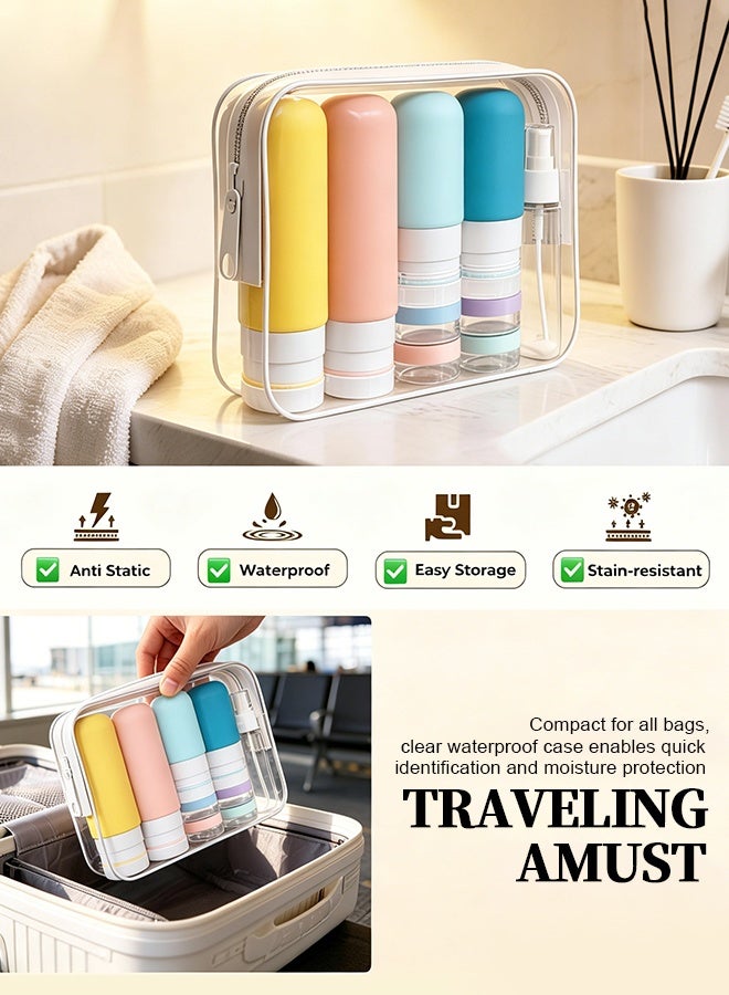 17 Pcs Silicone Travel Bottles Set, Leak Proof Refillable Toiletry Containers for Liquid Cosmetics and Skincare - Image 5