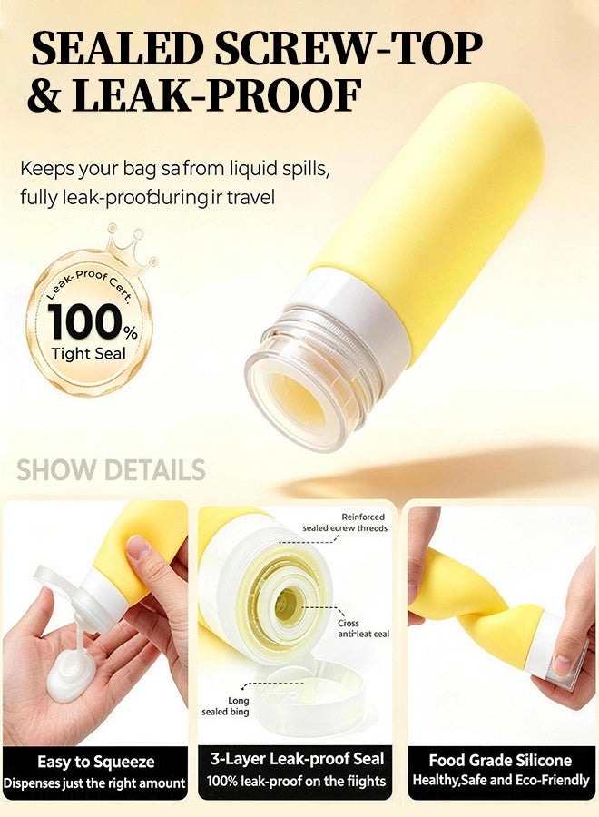 17 Pcs Silicone Travel Bottles Set, Leak Proof Refillable Toiletry Containers for Liquid Cosmetics and Skincare - Image 3