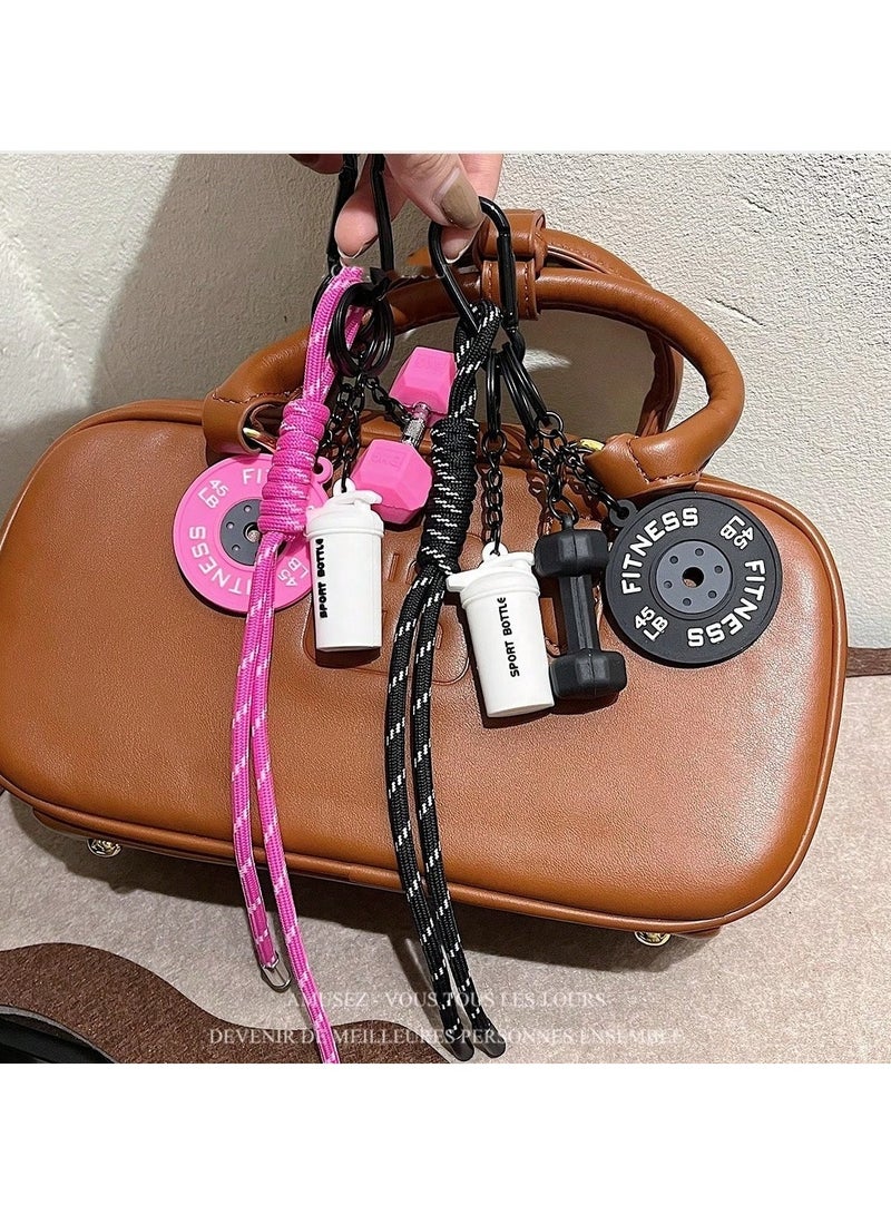 Fitness Keychain Designed with Gym Equipment Motifs – Comes with a Sturdy Rope for Easy Attachment to Bags or Keys – 1 Piece in black Color - Image 2