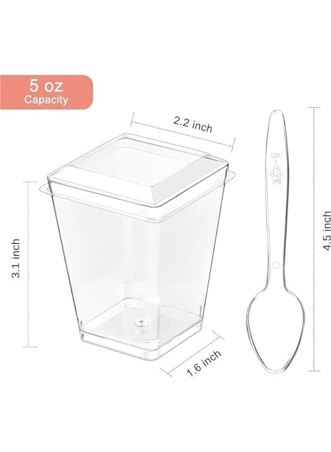 25 Pack 5 oz Plastic Dessert Cups with Lids and Spoons, Banana Pudding Cups with Lids Mini Dessert Shooters for Party Individual Yogurt Parfait Jello Fruit Trifle - Image 2