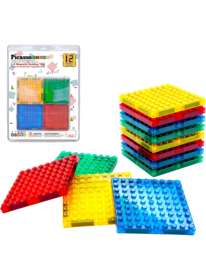 PicassoTiles مجموعة بلاط مغناطيسي مكونة من 12 قطعة - مجموعة بناء كتل البناء الإبداعية - Image 1