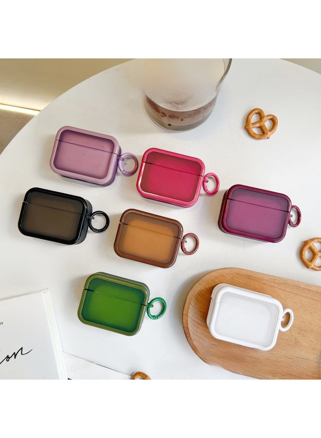 Japanese And Korean Solid Color Suitable For Airpods1/2 Generation Earphone Shell Photo Frame Two-in-one Apple Pro3 Generation Square Earphone Shell-Color:Avocado Green [without Round Buckle]]-Model:Airpods 1/2 Generation  - Image 2