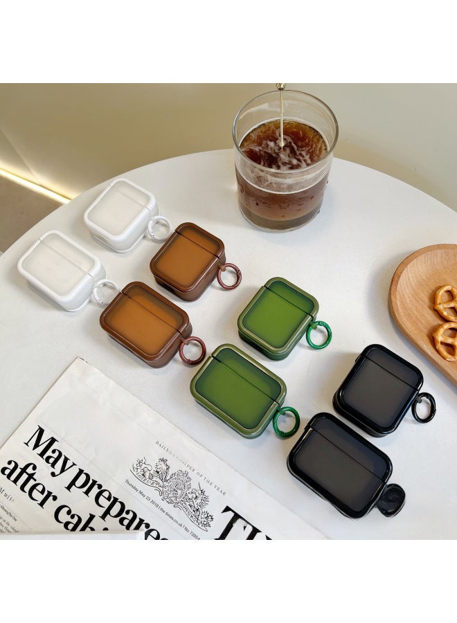 Japanese And Korean Solid Color Suitable For Airpods1/2 Generation Earphone Shell Photo Frame Two-in-one Apple Pro3 Generation Square Earphone Shell-Color:Avocado Green [without Round Buckle]]-Model:Airpods 1/2 Generation  - Image 5