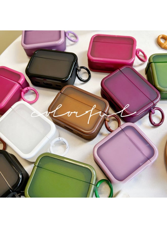 Japanese And Korean Solid Color Suitable For Airpods1/2 Generation Earphone Shell Photo Frame Two-in-one Apple Pro3 Generation Square Earphone Shell-Color:Avocado Green [without Round Buckle]]-Model:Airpods 1/2 Generation  - Image 4