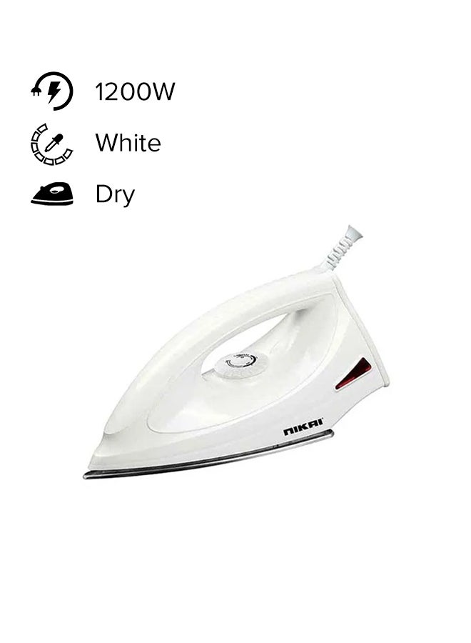 NIKAI Dry Iron, Non-Stick Teflon Soleplate, Adjustable Temperature Control 1200 W NDI725N White - Image 1
