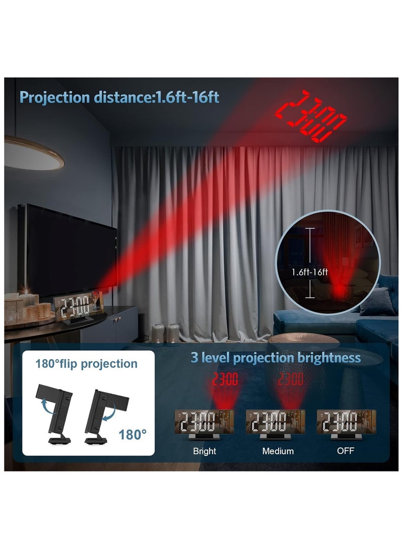 ساعة منبه رقمية، شاشة LED كبيرة، ساعة منبه إسقاط إلكترونية  - Image 3