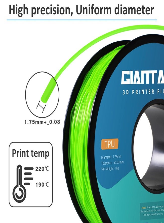 GIANTARM TPU Filament 1.75mm 1Kg(2.2lbs), Green Filament TPU, 95A Flexible 3D Printer Filament with High Elasticity, ±0.03mm Accuracy, Neatly Wound & Moistureproof, Non-Clogging, TPU Green - Image 4