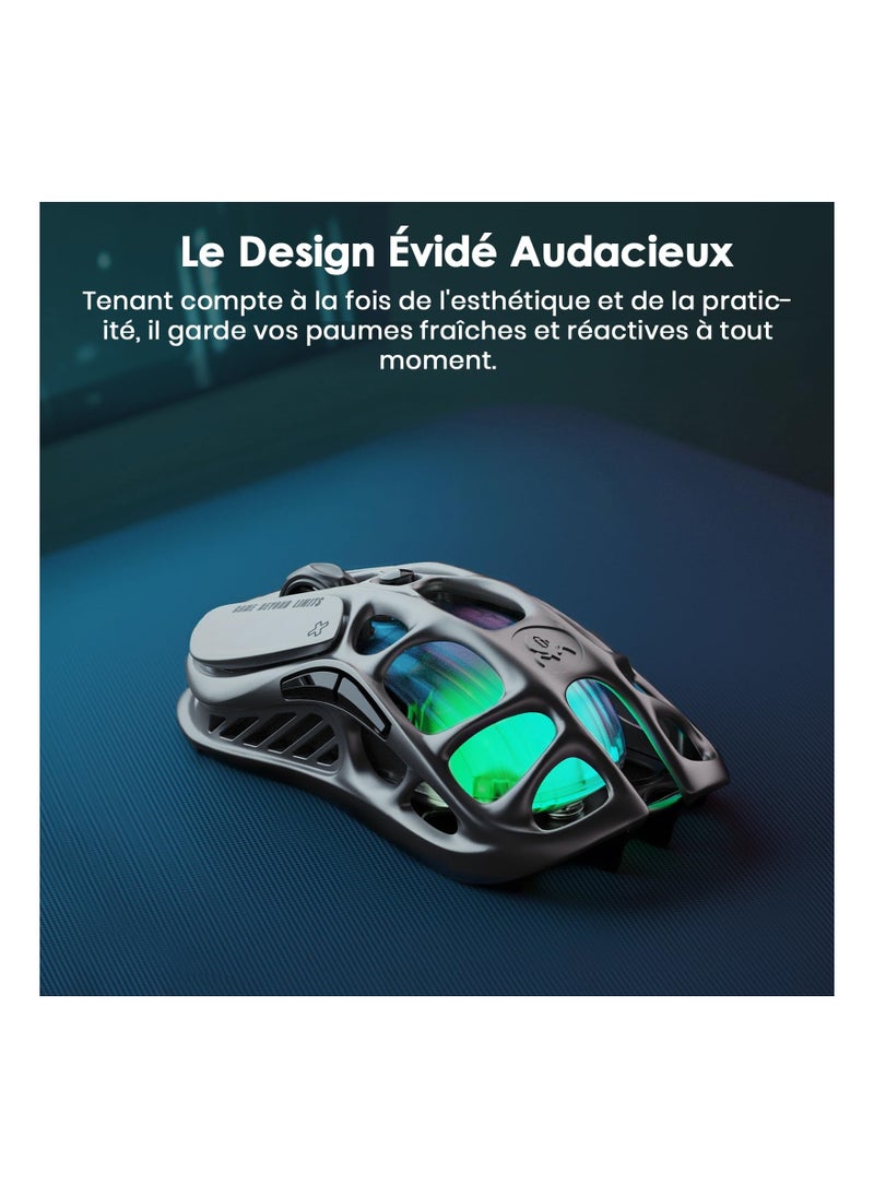 Generic - M1 Pro Wireless Gaming Mouse, Magnesium Alloy MMO Gaming Mice, 26,000 DPI, 88g Lightweight Hollowed-Out Design, 5 Programmable Buttons, 5 Dynamic Lightsync RGB Modes, Gunmetal Gray - Image 1