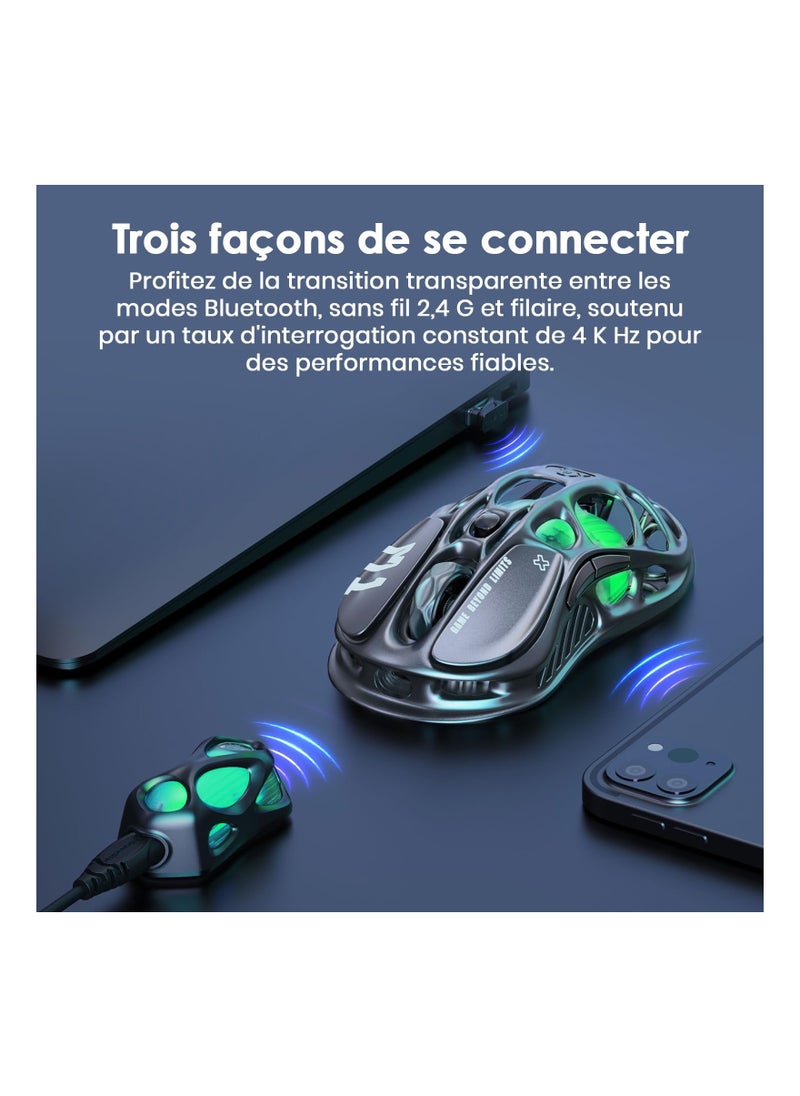 Generic - M1 Pro Wireless Gaming Mouse, Magnesium Alloy MMO Gaming Mice, 26,000 DPI, 88g Lightweight Hollowed-Out Design, 5 Programmable Buttons, 5 Dynamic Lightsync RGB Modes, Gunmetal Gray - Image 1
