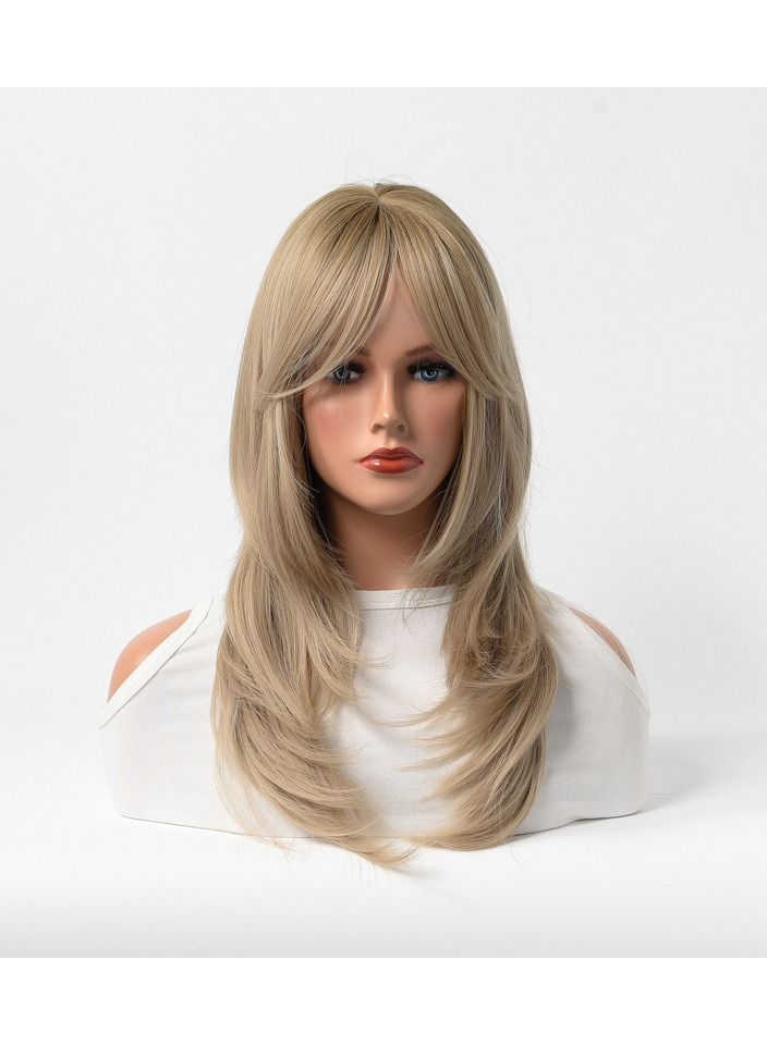 Estelle Full Wig for Heat Resistant Synthetic Wig Natural Long Straight Wig With Bangs Lady Fiber Wig Elegant Grey Blonde 02 - Image 1