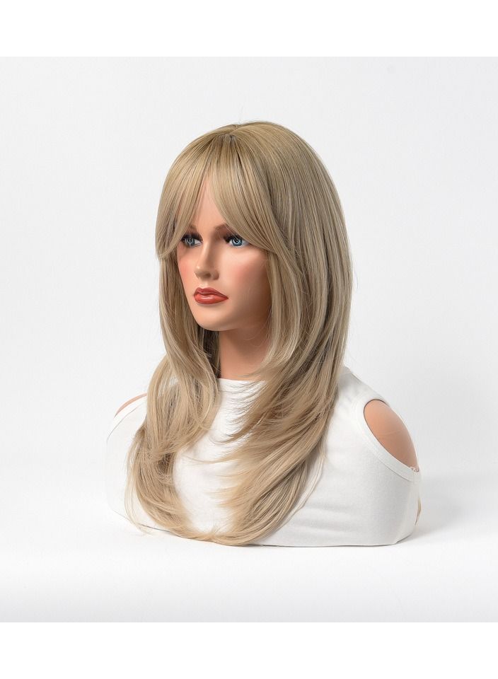 Estelle Full Wig for Heat Resistant Synthetic Wig Natural Long Straight Wig With Bangs Lady Fiber Wig Elegant Grey Blonde 02 - Image 2