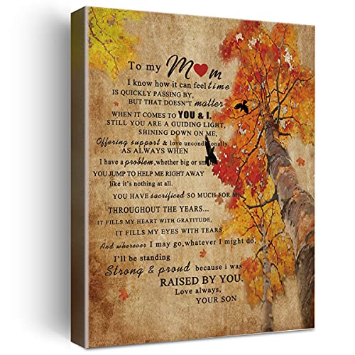 Wailozco Gifts for Mom - Hangable Canvas Poem Prints Framed Poster Wall Art for Daughter - Meaningful Mom Gifts, Home Bedroom Living Room Wall Decor - Maple Leaf Tree - Image 1
