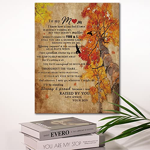 Wailozco Gifts for Mom - Hangable Canvas Poem Prints Framed Poster Wall Art for Daughter - Meaningful Mom Gifts, Home Bedroom Living Room Wall Decor - Maple Leaf Tree - Image 3