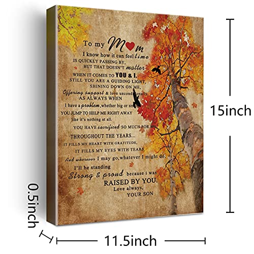 Wailozco Gifts for Mom - Hangable Canvas Poem Prints Framed Poster Wall Art for Daughter - Meaningful Mom Gifts, Home Bedroom Living Room Wall Decor - Maple Leaf Tree - Image 2