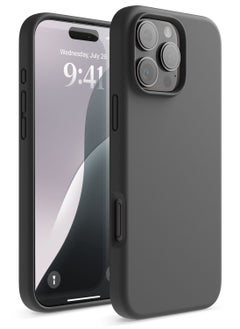 Elago Liquid Silicone for iPhone 16 Pro MAX Case Cover Full Body Protection, Shockproof, Slim, Anti-Scratch Soft Microfiber Lining - Black  - Image 1