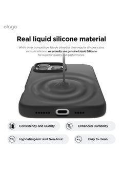 Elago Liquid Silicone for iPhone 16 Pro MAX Case Cover Full Body Protection, Shockproof, Slim, Anti-Scratch Soft Microfiber Lining - Black  - Image 3