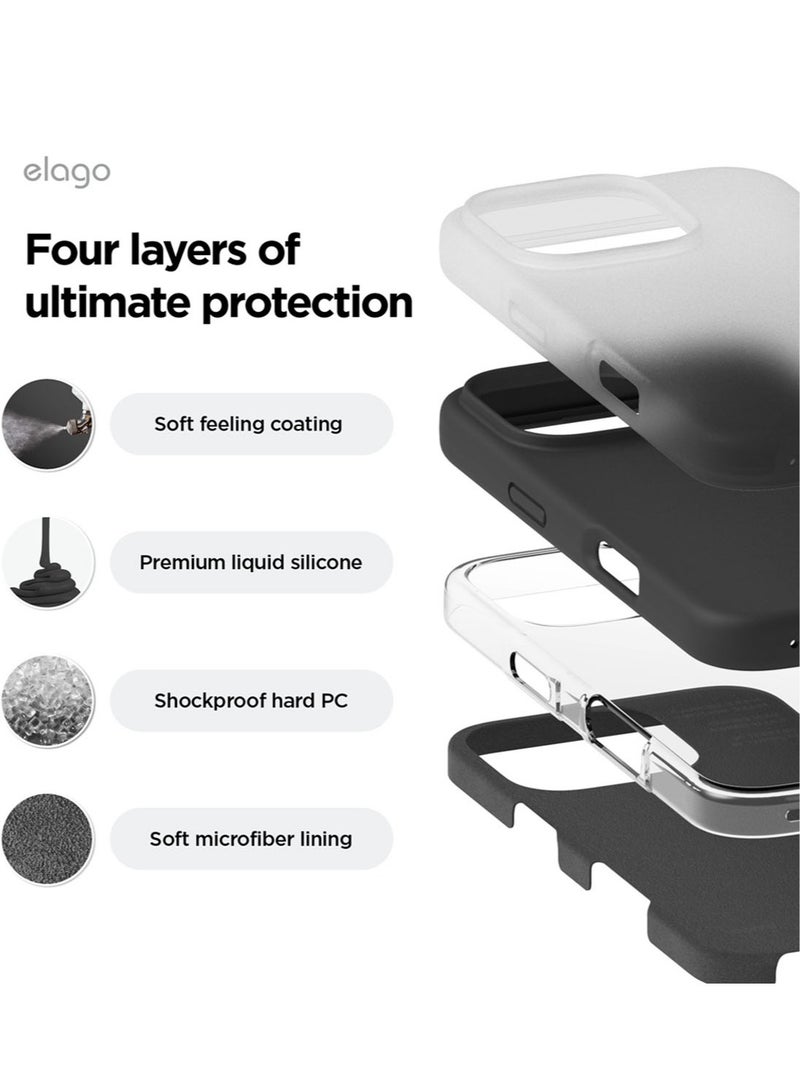Elago Liquid Silicone for iPhone 16 Pro MAX Case Cover Full Body Protection, Shockproof, Slim, Anti-Scratch Soft Microfiber Lining - Black - Image 4