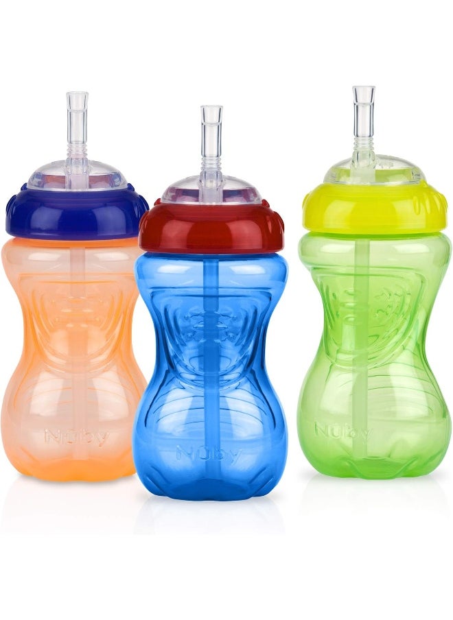 Nuby Nuby 3 Piece No-Spill Cup with Flex Straw, Neutral, 10 Ounce  - Image 1
