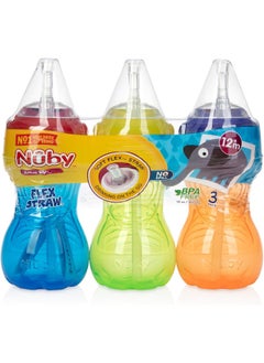 Nuby Nuby 3 Piece No-Spill Cup with Flex Straw, Neutral, 10 Ounce  - Image 4