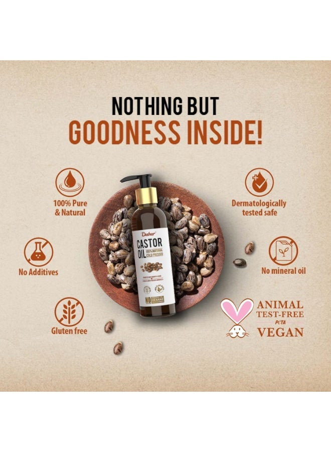 دابر زيت الخروع دابر - 200 مل | زيت طبيعي 100% معصور على البارد | يعزز نمو الشعر ويرطب البشرة ويقلل التجاعيد | خالٍ من الزيوت المعدنية والسيليكون - Image 3
