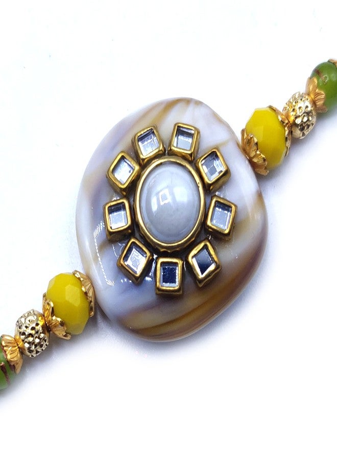 OAFISH Handicraft Storerom presents Traditional Designer Rakhi for Brother on Raksha Bandhan gifting, standard, no gemstone - Image 5