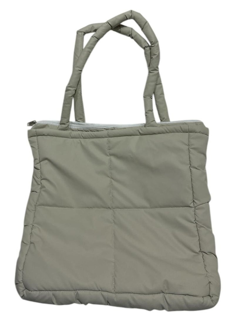 " An ideal large-sized women's shoulder bag lined with soft, water-resistant, high-quality fabric-beige