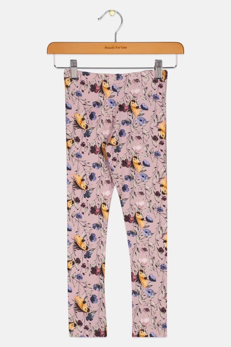 NAME IT Kids Girl Floral Pattern Pull On Leggings, Multicolor - Image 1