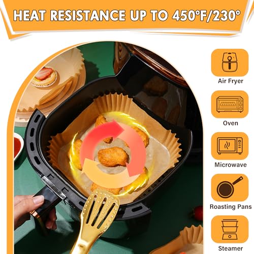 YOISDJL 200pcs Air Fryer Liners Disposable, Air Fryer Liners, 8.7" Square Parchment Disposable Paper Liner for Air Fryer, Parchment Paper, Baking, Roasting and Microwave, Non-Stick liner Accessories - Image 4