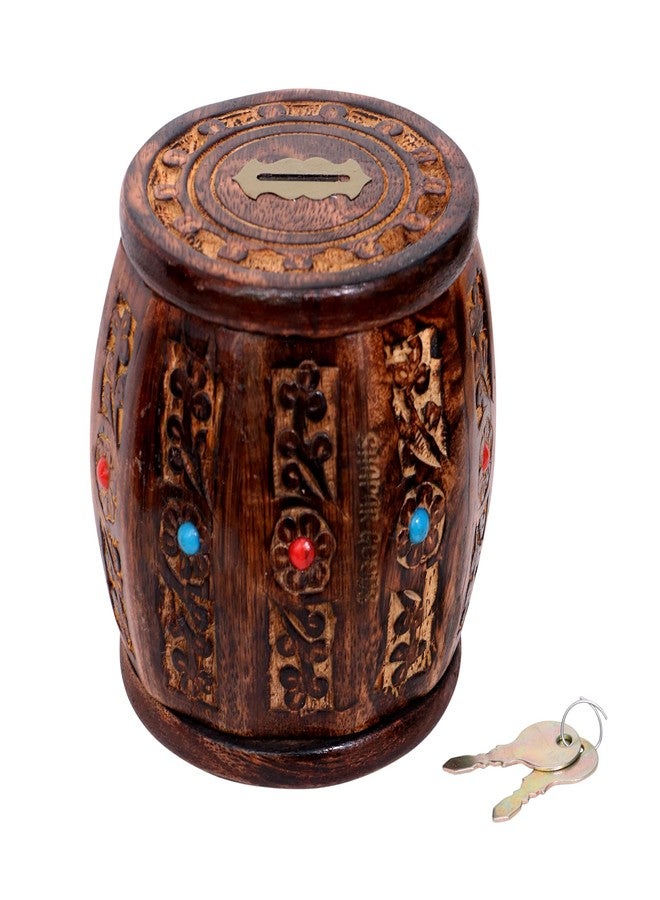 SHAPAR GOODS® بنك أموال خشبي/حصالة صغيرة/صندوق عملات معدنية (MOTI Dholak) - Image 1