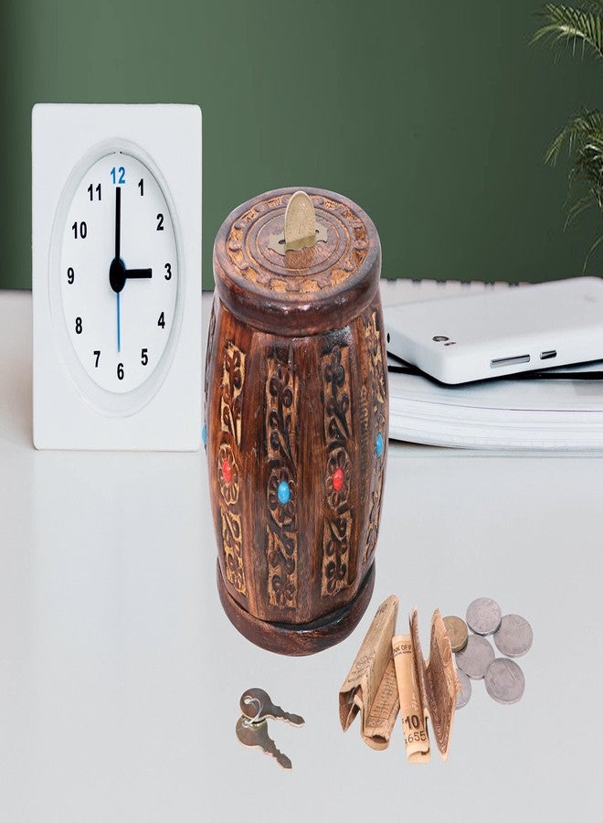 SHAPAR GOODS® بنك أموال خشبي/حصالة صغيرة/صندوق عملات معدنية (MOTI Dholak) - Image 2