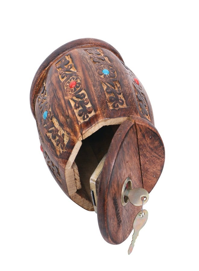 SHAPAR GOODS® بنك أموال خشبي/حصالة صغيرة/صندوق عملات معدنية (MOTI Dholak) - Image 5