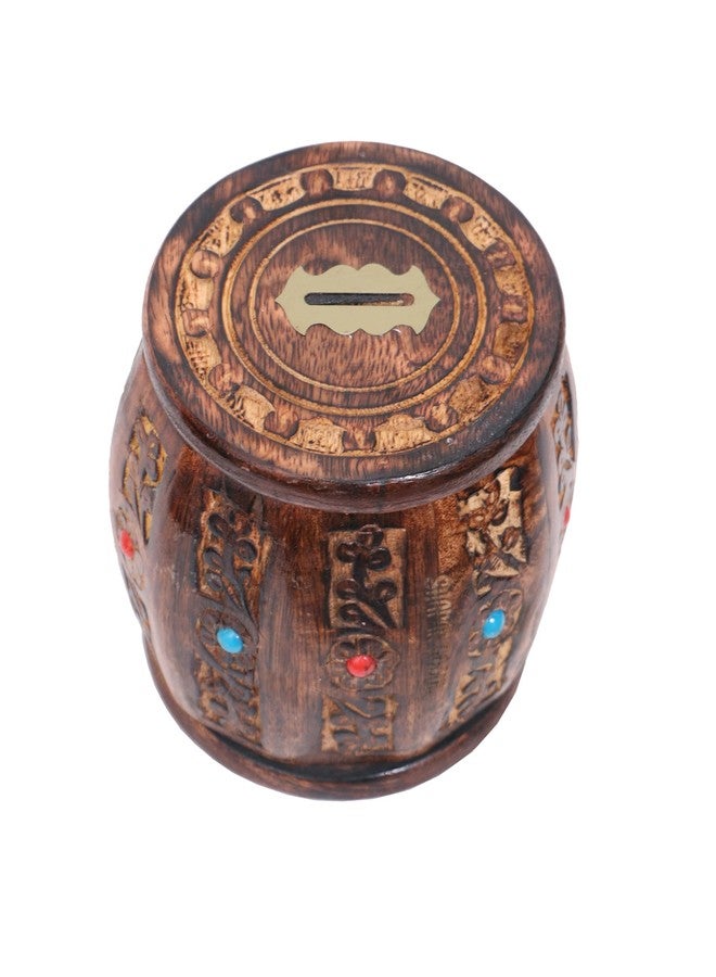 SHAPAR GOODS® بنك أموال خشبي/حصالة صغيرة/صندوق عملات معدنية (MOTI Dholak) - Image 3