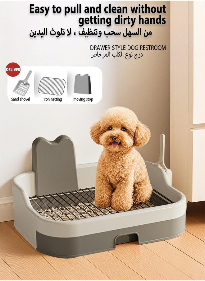 Generic - Dog toiletDog Potty Tray with Grid andPet restroom for Drawer style dog restroom，Portable pet dog toilet training box with Protection Wall and Removable SimulationPillar High fence iron mesh flat plate anti stepping urine splash easy to clean extra large dog bedpan A good item for training dogs to use the restroom at designated locationsSuitable for small, medium, and large dogs（Black and white） - Image 1
