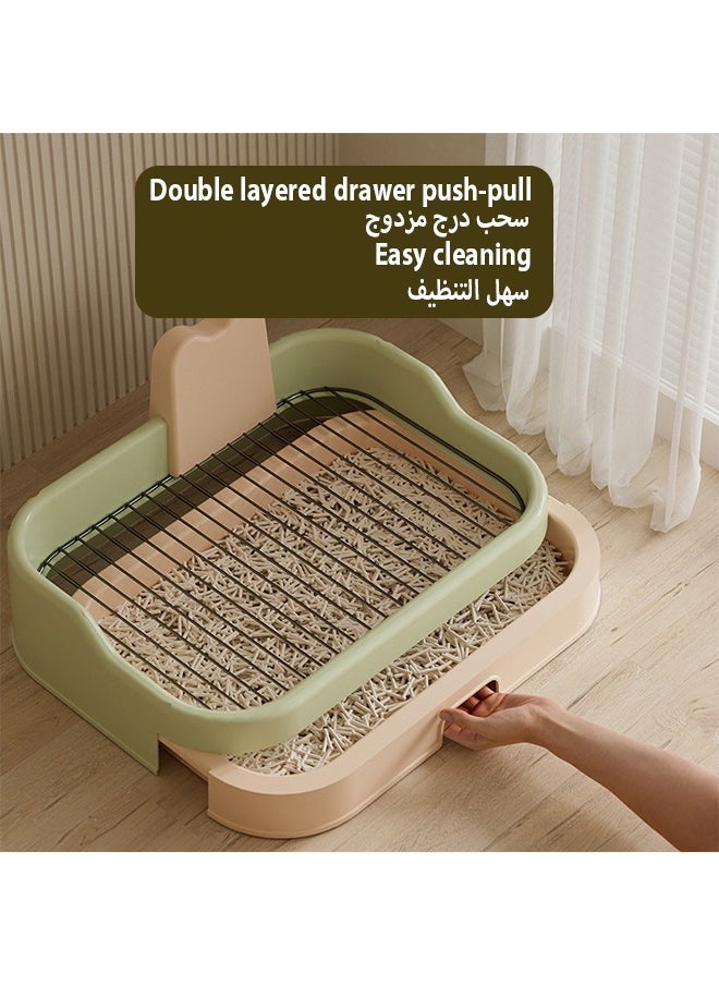 Generic - Dog toiletDog Potty Tray with Grid andPet restroom for Drawer style dog restroom，Portable pet dog toilet training box with Protection Wall and Removable SimulationPillar High fence iron mesh flat plate anti stepping urine splash easy to clean extra large dog bedpan A good item for training dogs to use the restroom at designated locationsSuitable for small, medium, and large dogs（Black and white） - Image 1