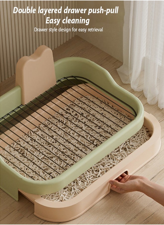 Generic - Dog toiletDog Potty Tray with Grid andPet restroom for Drawer style dog restroom，Portable pet dog toilet training box with Protection Wall and Removable SimulationPillar High fence iron mesh flat plate anti stepping urine splash easy to clean extra large dog bedpan A good item for training dogs to use the restroom at designated locationsSuitable for small, medium, and large dogs（Black and white） - Image 1