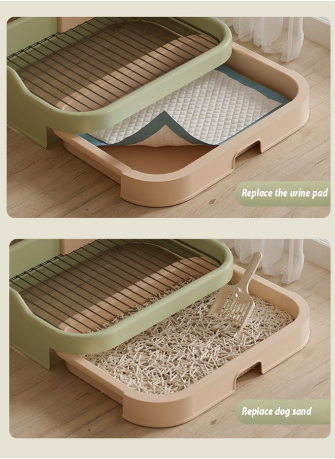 Generic - Dog toiletDog Potty Tray with Grid andPet restroom for Drawer style dog restroom，Portable pet dog toilet training box with Protection Wall and Removable SimulationPillar High fence iron mesh flat plate anti stepping urine splash easy to clean extra large dog bedpan A good item for training dogs to use the restroom at designated locationsSuitable for small, medium, and large dogs（Black and white） - Image 1