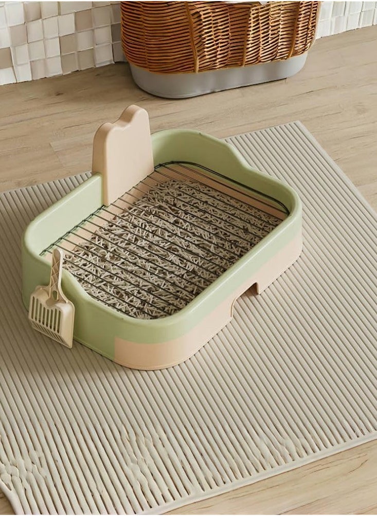 Generic - Dog toiletDog Potty Tray with Grid andPet restroom for Drawer style dog restroom，Portable pet dog toilet training box with Protection Wall and Removable SimulationPillar High fence iron mesh flat plate anti stepping urine splash easy to clean extra large dog bedpan A good item for training dogs to use the restroom at designated locationsSuitable for small, medium, and large dogs（Black and white） - Image 1