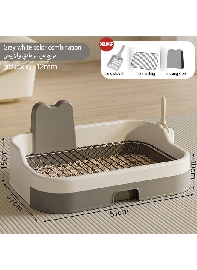 Generic - Dog toiletDog Potty Tray with Grid andPet restroom for Drawer style dog restroom，Portable pet dog toilet training box with Protection Wall and Removable SimulationPillar High fence iron mesh flat plate anti stepping urine splash easy to clean extra large dog bedpan A good item for training dogs to use the restroom at designated locationsSuitable for small, medium, and large dogs（Black and white） - Image 1