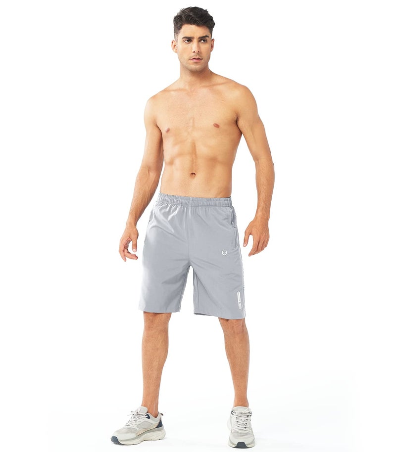 NORTHYARD Men's Athletic Running Shorts Quick Dry Workout Shorts 7"/ 5"/ 9" Lightweight Sports Gym Basketball Tennis Hiking Exercise GREY-9inch M - Image 5