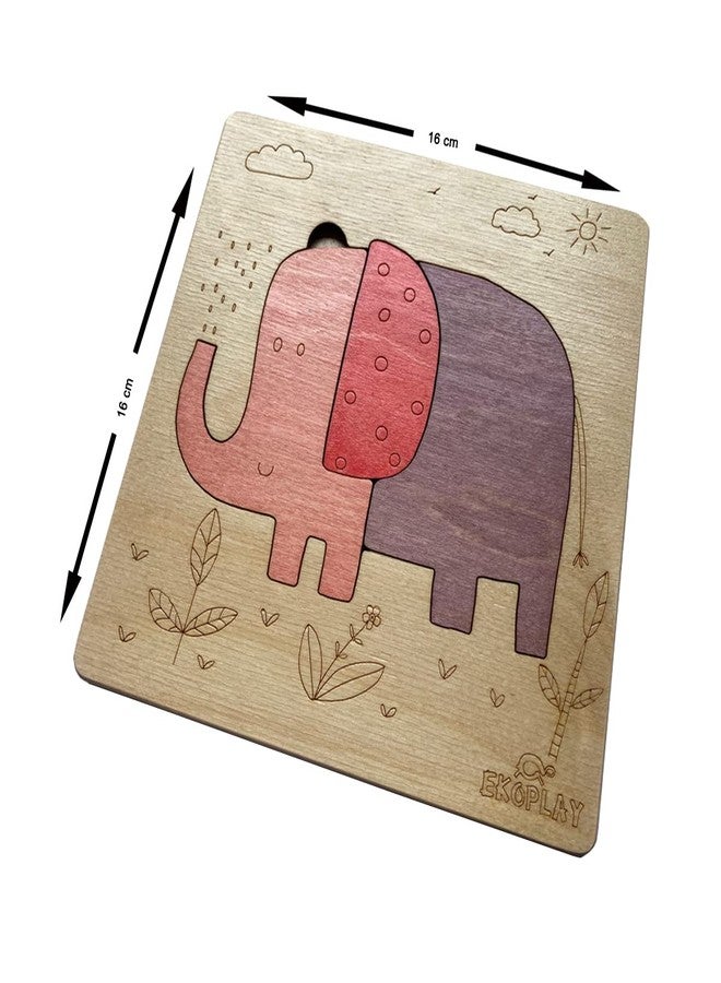Ekoplay 3 Piece Playful Elephant Wooden Puzzle for Kids, Jigsaw Puzzle for Pre-School Kids, Learning Educational Toys Gifts for Boys & Girls - Image 2