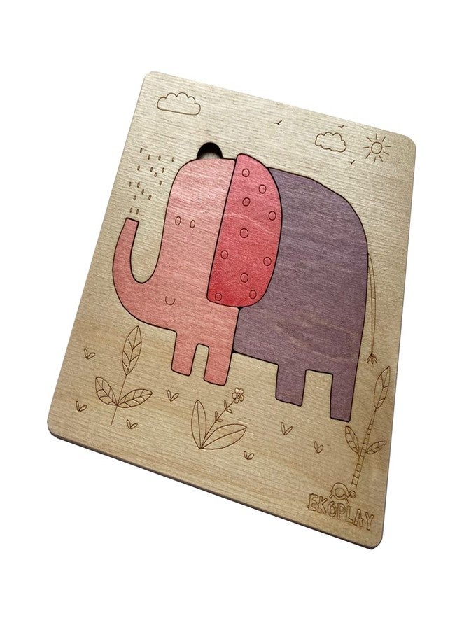 Ekoplay 3 Piece Playful Elephant Wooden Puzzle for Kids, Jigsaw Puzzle for Pre-School Kids, Learning Educational Toys Gifts for Boys & Girls - Image 4